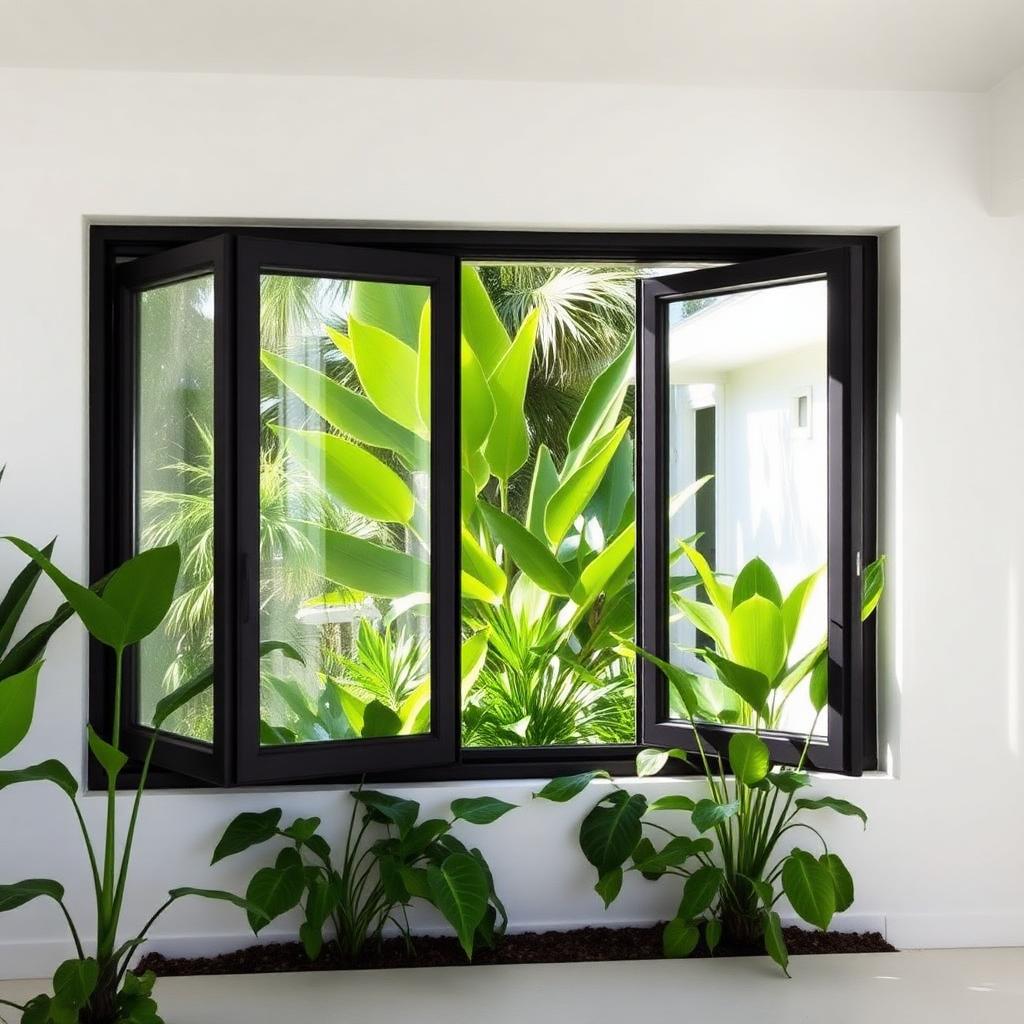 Ventana casement abierta