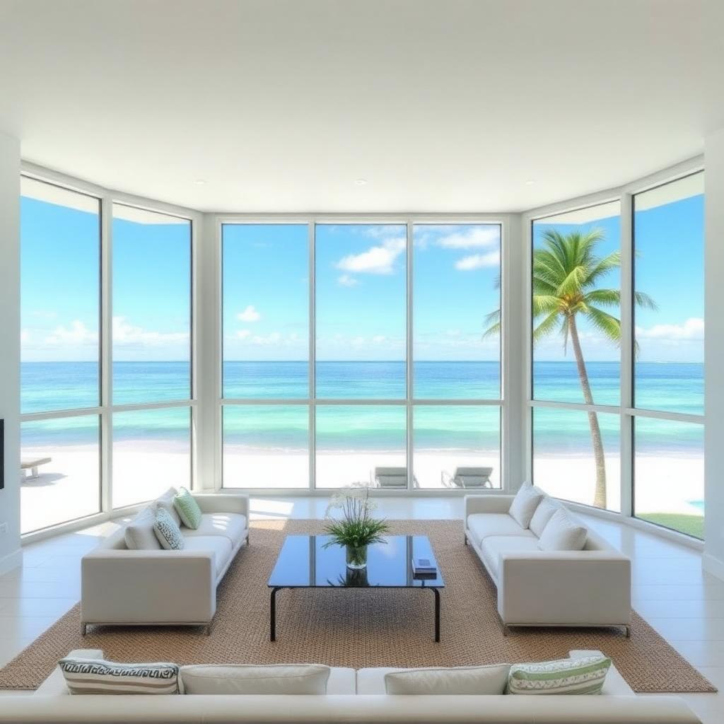 Ventana panorámica con vista al mar