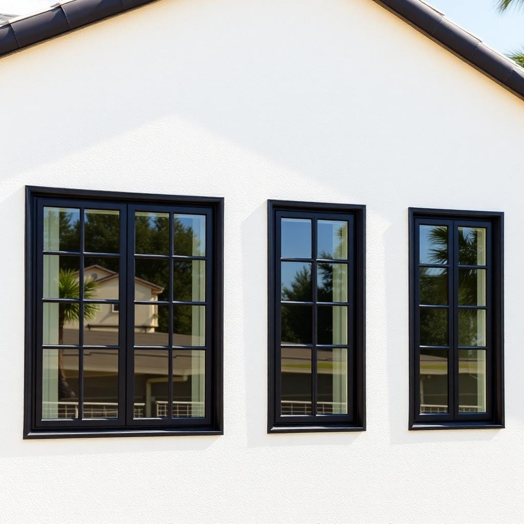 Ventanas single hung en fachada moderna